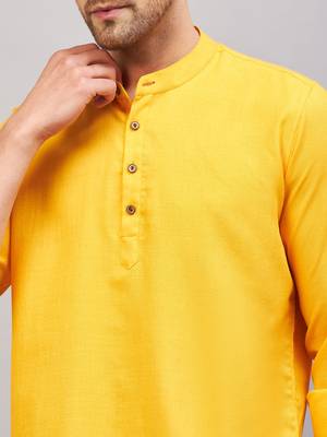 Mustard Cotton Blend Kurta 4