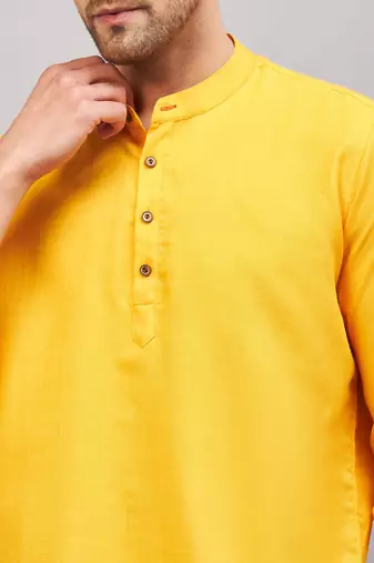 Mustard Cotton Blend Kurta