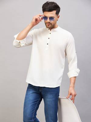 Cream Cotton Blend Kurta 1