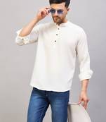 Men'S Cream Cotton Blend Kurta