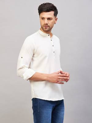 Cream Cotton Blend Kurta 2