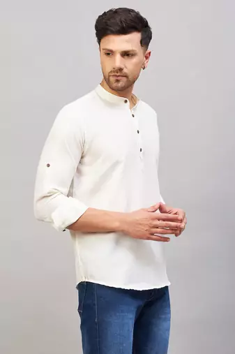 Cream Cotton Blend Kurta