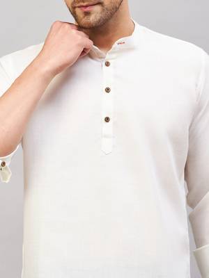 Cream Cotton Blend Kurta 4