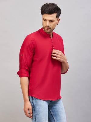 Maroon Cotton Blend Kurta 2