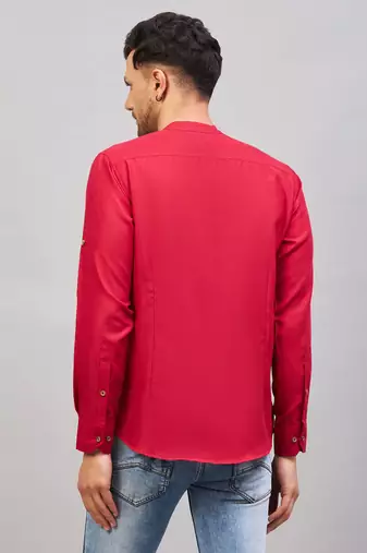 Maroon Cotton Blend Kurta