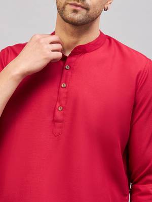 Maroon Cotton Blend Kurta 4
