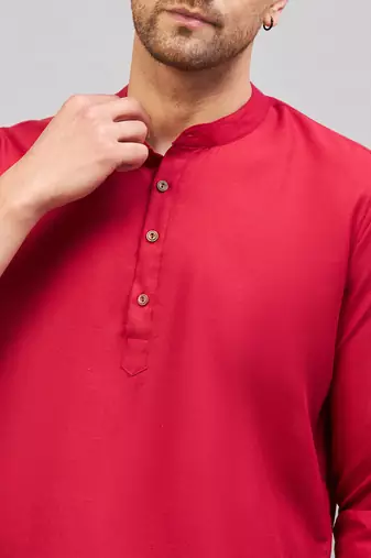 Maroon Cotton Blend Kurta