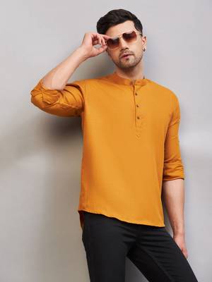 Rust Cotton Blend Kurta 1
