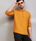 Men'S Rust Cotton Blend Kurta