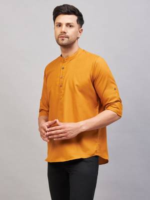 Rust Cotton Blend Kurta 2