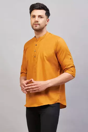 Rust Cotton Blend Kurta