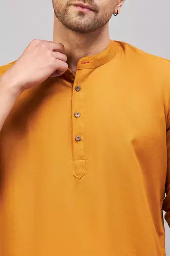 Rust Cotton Blend Kurta