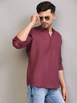 Purple Cotton Blend Kurta 1