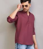 Men'S Purple Cotton Blend Kurta