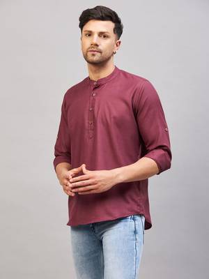 Purple Cotton Blend Kurta 2