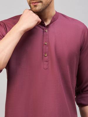 Purple Cotton Blend Kurta 4