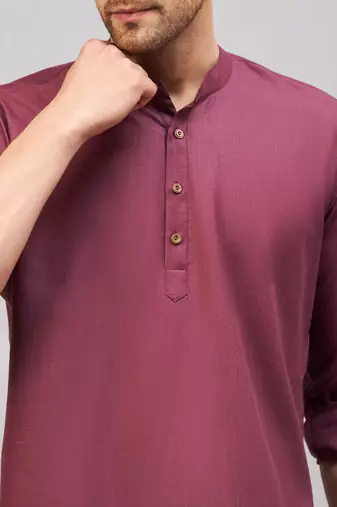 Purple Cotton Blend Kurta