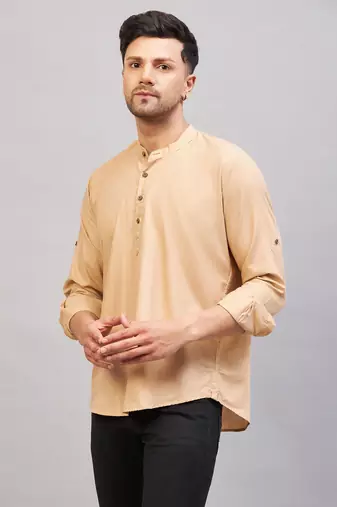 Chiku Brown Cotton Blend Kurta