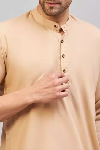 Chiku Brown Cotton Blend Kurta