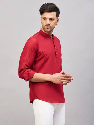 Maroon Cotton Blend Kurta 2