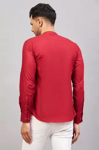 Maroon Cotton Blend Kurta
