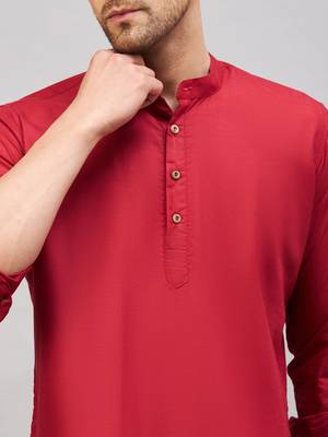 Maroon Cotton Blend Kurta 4