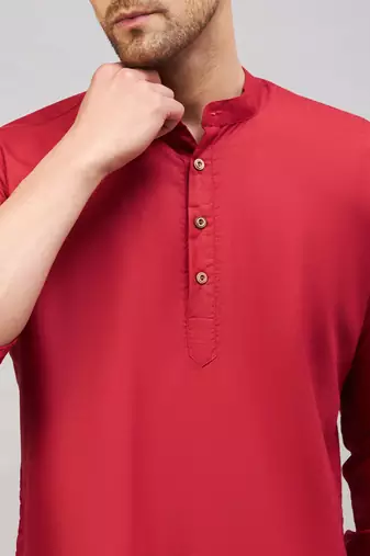 Maroon Cotton Blend Kurta