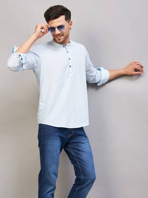 Aqua Cotton Blend Kurta 1