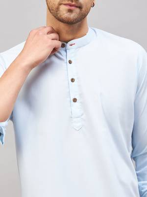 Aqua Cotton Blend Kurta 4