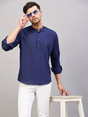 Blue Cotton Blend Kurta 1