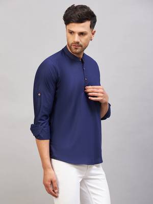 Blue Cotton Blend Kurta 2