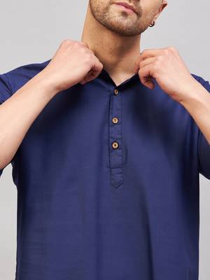 Blue Cotton Blend Kurta 4