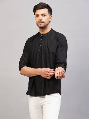 Black Cotton Blend Kurta 2