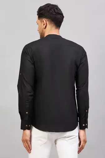 Black Cotton Blend Kurta