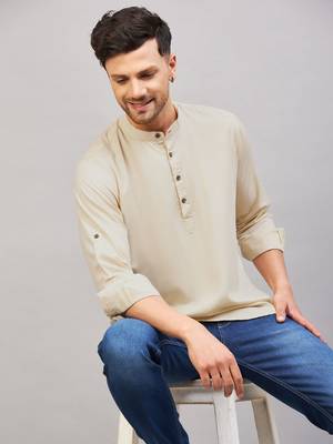 Green Cotton Blend Kurta 1
