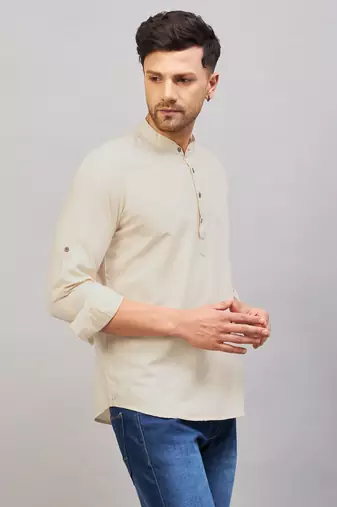 Green Cotton Blend Kurta