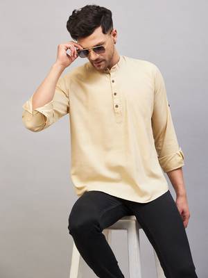 Cream Cotton Blend Kurta 1