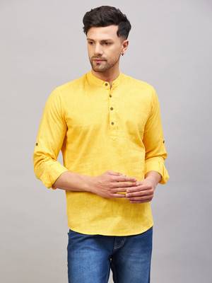 Yellow Cotton Blend Kurta 1