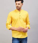 Yellow Cotton Blend Kurta