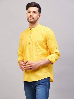 Yellow Cotton Blend Kurta 2