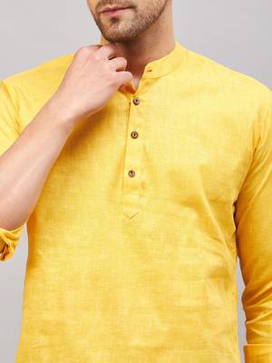 Yellow Cotton Blend Kurta 4