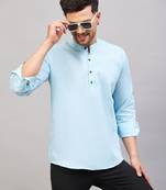 Men'S Aqua Cotton Blend Kurta