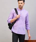 Men'S Purple Cotton Blend Kurta