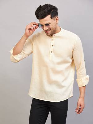 Cream Cotton Blend Kurta 1