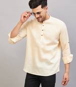 Men'S Cream Cotton Blend Kurta