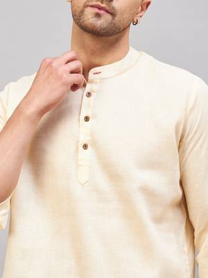 Cream Cotton Blend Kurta 4