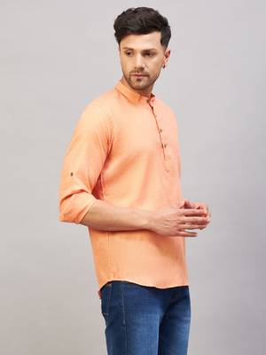 Orange Cotton Blend Kurta 2