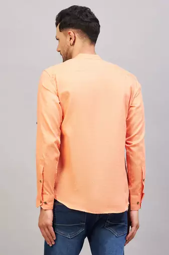 Orange Cotton Blend Kurta