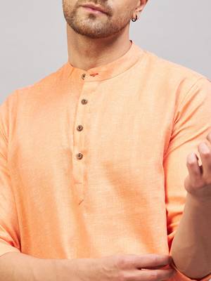 Orange Cotton Blend Kurta 4