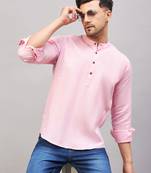 Men'S Pink Cotton Blend Kurta